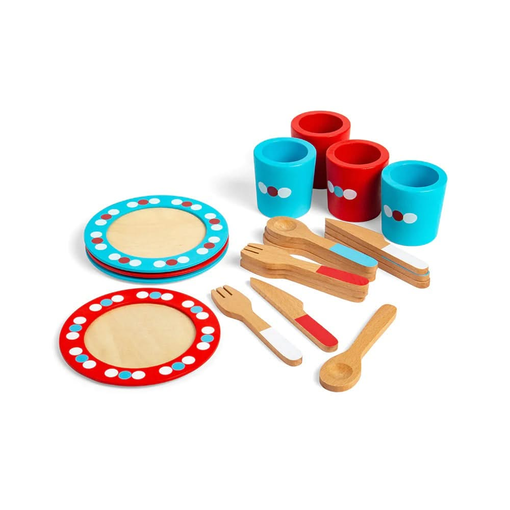 20 Piece Wooden Dinner Service Set, 20 Piece Wooden Dinner Service Set,Childrens dinner plates set,pretend play kitchen toys,Dinner Service 20 Pieces,kitchen toys,pretend play household,children's imaginative play ideas, 20 Piece Wooden Dinner Service Set,Budding young cooks can host their own dinner and tea parties and cook up some amazing meals with this brightly coloured wooden Children’s Dinner Set. The toy tea set comes supplied with 20 pieces in total, including 4 wooden plates, cups, knives, forks an