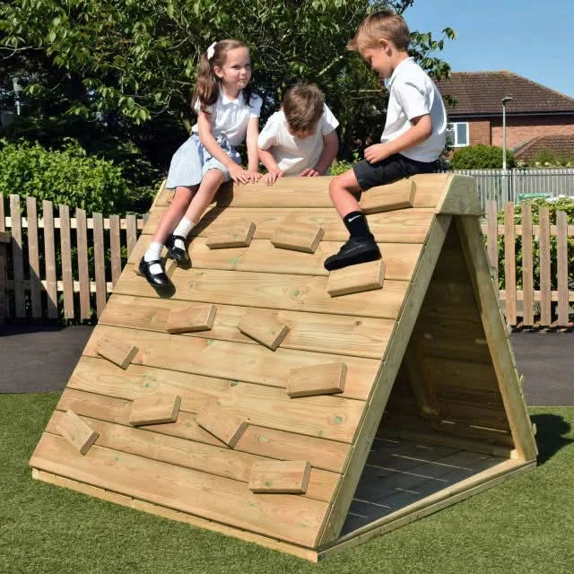 3/4 Climbing Prism, 3/4 Climbing Prism,Climbing Prism,Outdoor climbing resources,outdoor climbing fframe,school climbing frame,Outdoor games,outdoor wooden games,Playground equipment,school playground equipment,school playground wooden houses, 3/4 Climbing Prism,Adaption of the Medium Climbing Prism, this larger version is designed to cater to a wider age range of children. An exceptional freestanding climbing structure, it offers a diverse range of challenges on each side. This innovative product enables c