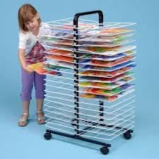 40 Large Shelf Mobile Drying Rack, Mobile 40 Shelf Drying Rack With Large Shelves,School supplies,school equipment,Mobile 40 Shelf Drying Rack With Large Shelves,40 Shelf Mobile Drying Rack,School supplies,school equipment, 40 Large Shelf Mobile Drying Rack,Large 40 shelf mobile drying unit takes up to A2 size paper. It is ideal for moving between classrooms. Comes complete with lockable castors and has a plastic coated finish for easy cleaning. Black painted welded steel frame with coated wire shelves. The