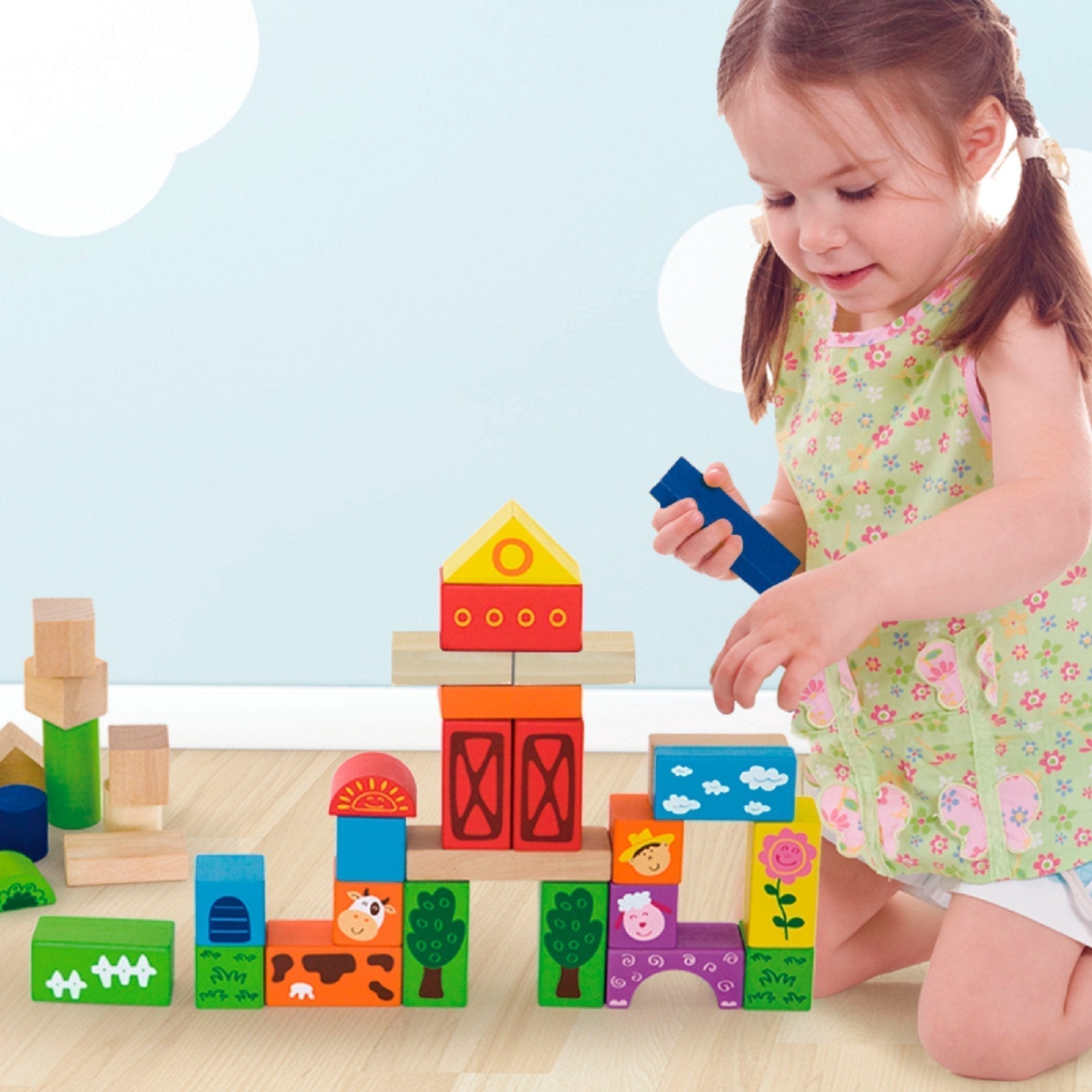 50 Piece Building Blocks Farm Set, 50 Piece Building Blocks Farm Set,50 Piece Building Blocks Set,Wooden blocks,Children's wooden blocks,Children Block,Childrens wooden blocks, 50 Piece Building Blocks Farm Set,What will your little one build first? With these wooden farm bricks children will love playing with these blocks so they can help build social skills working together to build and problem solve along with communication and language. Using the farm blocks your little one will be able to build and rol