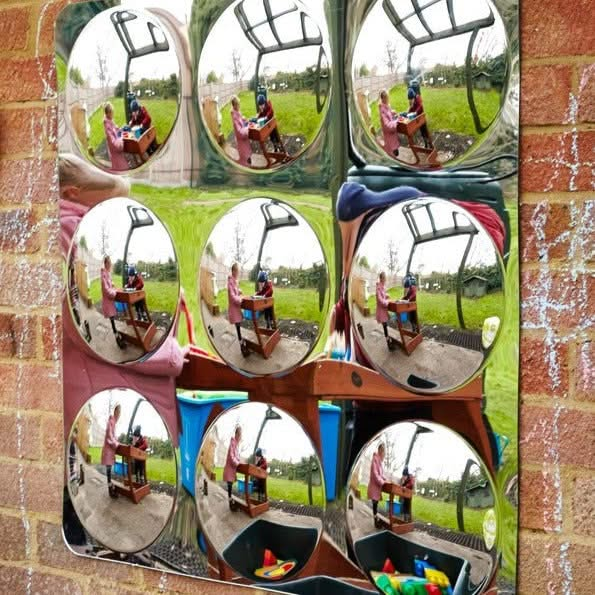 9 Bubble Outdoor Mirror, 9 Bubble Outdoor Mirror,9 bubble mirror silver,early years mirror resources, educational resources, educational materials, childrens learning resources, childrens learning materials, teaching resources for children, teaching material for children, 9 Bubble Outdoor Mirror,Perfect for outdoor play areas, this 9 Bubble Outdoor Mirror will captivate children and adults alike.Featuring a unique design, this 9 Bubble Outdoor Mirror duplicates images and changes their shape and size, creat