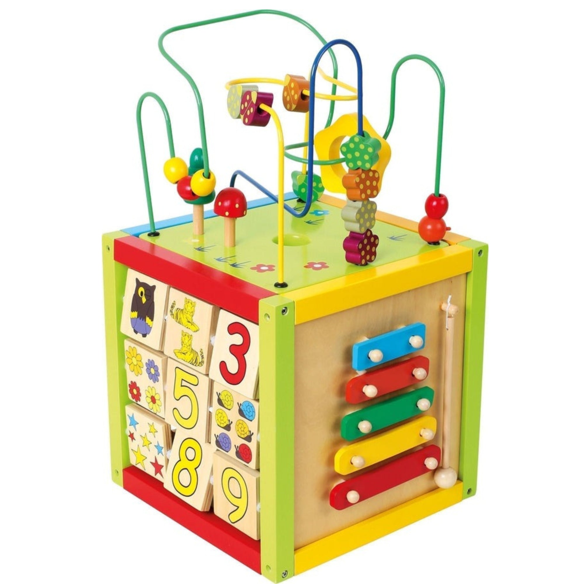 Activity Cube, Activity Cube Large,Motor Activity Cube,activity cube,wooden play bead toys,bead table,bead activity table,waiting room bead tables, Activity Cube,This Wooden Activity Cube is a treasure trove of fun, offering five sides of diverse playtime activities designed to engage and educate young minds. With features like a xylophone, spinning pieces, chalkboard, and more, this cube is a versatile playground for children to develop their sensory and motor skills. With its,Activity CubeThis Wooden Acti