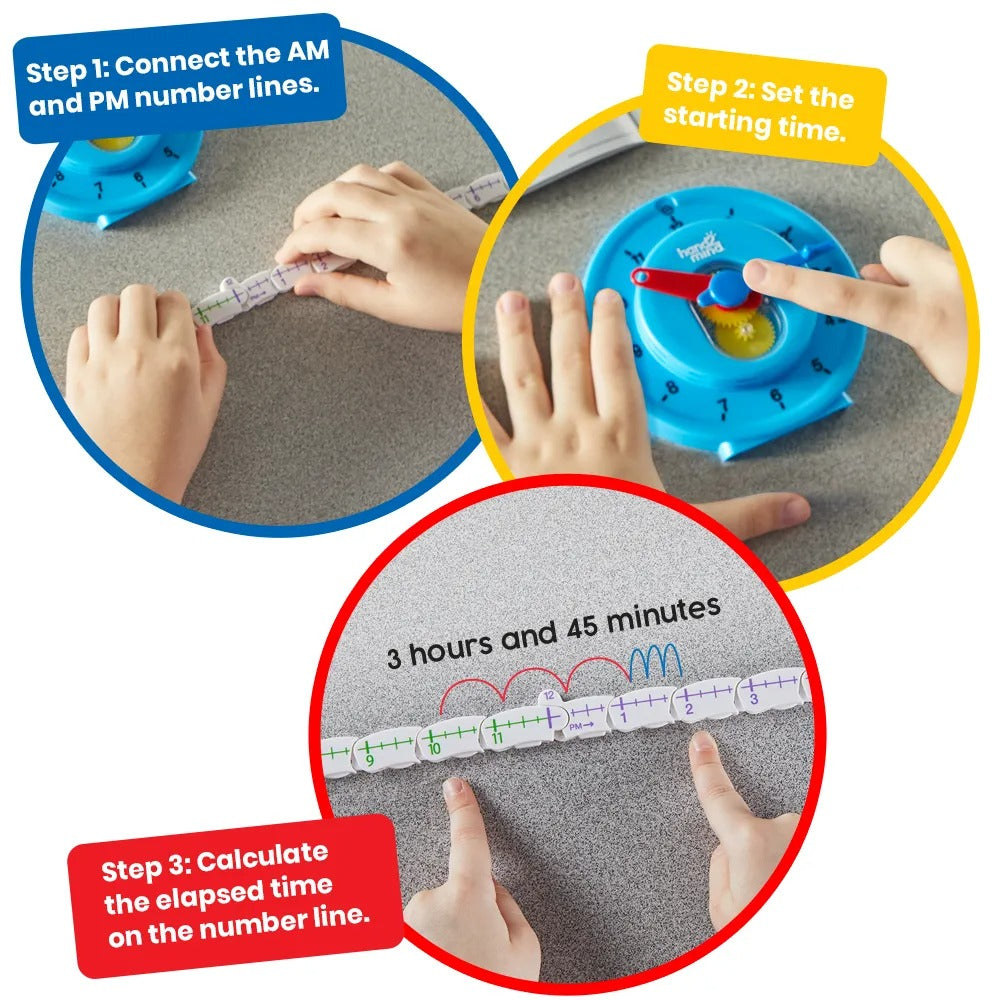 Advanced Number Line Clock, Advanced Number Line Clock,Learning Clock,Learn the time,clock time resources,Digital Timer,classroom timers,classroom digital timers,class timers,school timers, Advanced Number Line Clock,The Advanced Number Line Clock helps students boost their time-telling skills with the hands-on Advanced NumberLine Clock™. Each removable hour and minute chain on this teaching time clock unfurl into a straight number line. This helps children see how a clock face isThe Advanced Number Line Cl