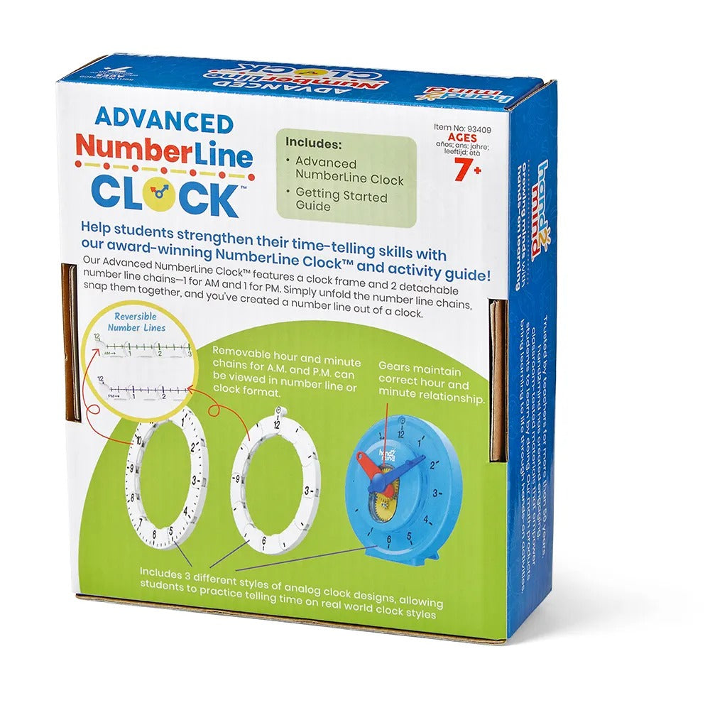 Advanced Number Line Clock, Advanced Number Line Clock,Learning Clock,Learn the time,clock time resources,Digital Timer,classroom timers,classroom digital timers,class timers,school timers, Advanced Number Line Clock,The Advanced Number Line Clock helps students boost their time-telling skills with the hands-on Advanced NumberLine Clock™. Each removable hour and minute chain on this teaching time clock unfurl into a straight number line. This helps children see how a clock face isThe Advanced Number Line Cl