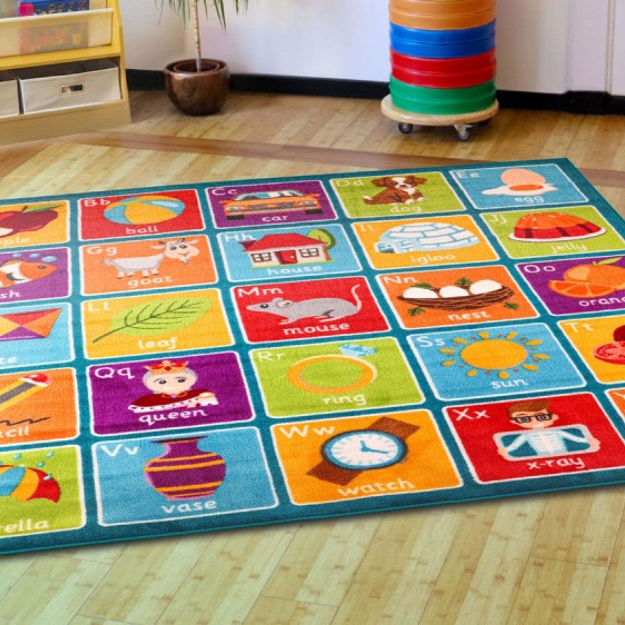 Alphabet Square Carpet, Alphabet Square Carpet,Alphabet Square Carpet L200 x W200cm,SQUARE ALPHABET CLASSROOM CARPET, Alphabet Square Carpet,This Square Alphabet Carpet is perfect for children to sit and enhance learning word and letter recognition in a fun interactive way. The Square Alphabet Carpet features distinctive and brightly coloured, child friendly designs The Square Alphabet Carpet is designed specifically with Key Stage 1, Literacy curriculumThis Square Alphabet Carpet is perfect for children to