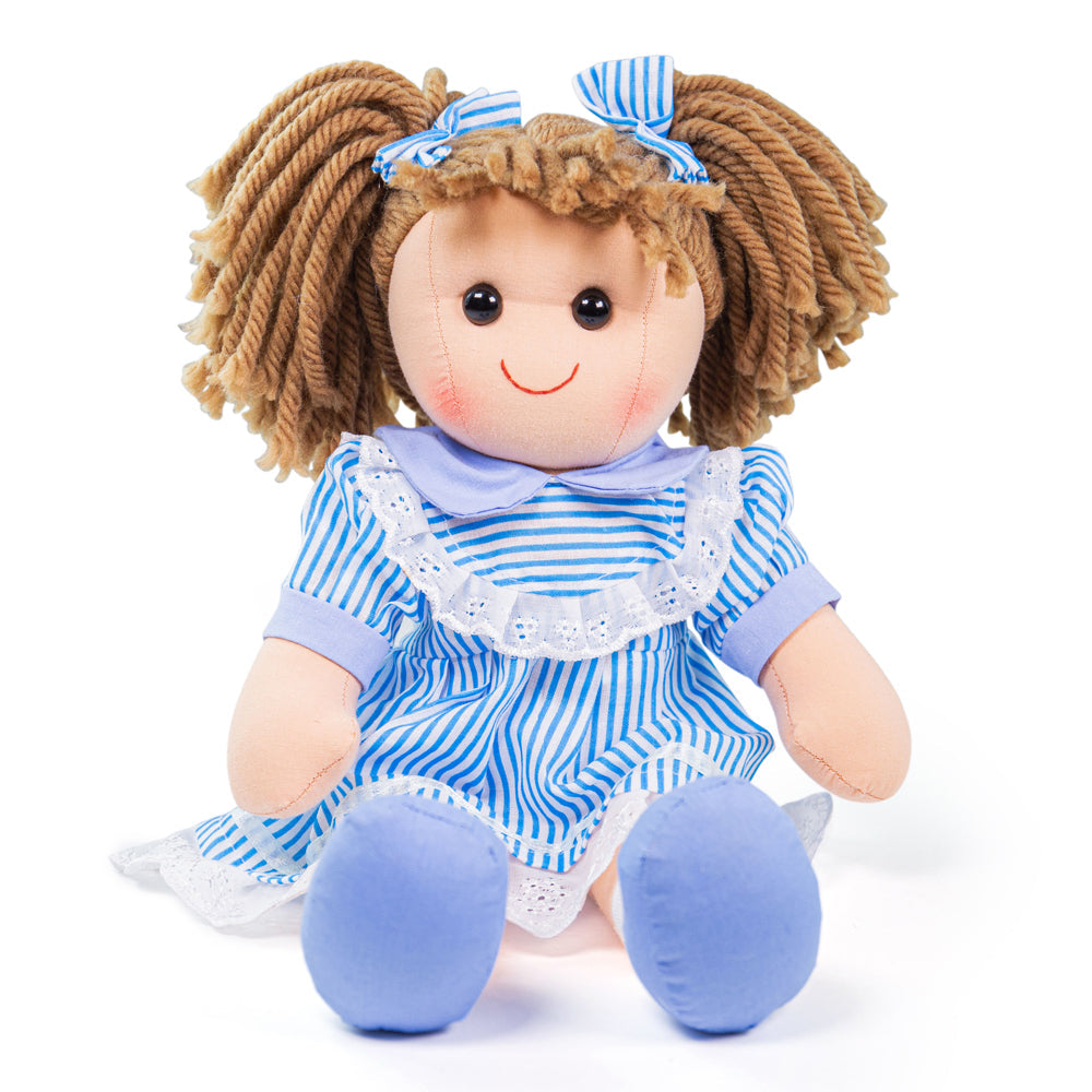 Amelia Doll - Large, Amelia Doll - Large,Children's dolls,Children's play dolls, Amelia Doll - Large,Meet Amelia! Amelia is a soft and cuddly ragdoll, sure to become a trusted friend who can keep secrets, share dreams and provide plenty of hugs! Her stripy blue dress with lacy detailing is matched by the ribbons in her bunched hair. Amelia Doll’s soft material makes her the perfect toddler doll as she’s 38cm tall and ,AmeliaMeet Amelia! Amelia is a soft and cuddly ragdoll, sure to become a trusted friend wh