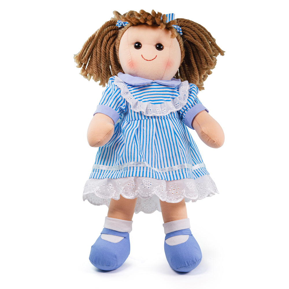 Amelia Doll - Large, Amelia Doll - Large,Children's dolls,Children's play dolls, Amelia Doll - Large,Meet Amelia! Amelia is a soft and cuddly ragdoll, sure to become a trusted friend who can keep secrets, share dreams and provide plenty of hugs! Her stripy blue dress with lacy detailing is matched by the ribbons in her bunched hair. Amelia Doll’s soft material makes her the perfect toddler doll as she’s 38cm tall and ,Amelia Doll - LargeMeet Amelia! Amelia is a soft and cuddly ragdoll, sure to become a trus