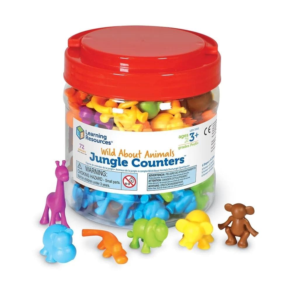 Animals Jungle Counters, Animals Jungle Counters,Learning Resources Wild About Animals Jungle Counters Tub of 72,numeracy resources,school numeracy resources,school classroom resources, Animals Jungle Counters,The Wild About Animals Jungle Counters™ (Set of 72) are a unique and attractive set of counters which combine modern design and colours for early math's fun! The Learning Resources Wild About Animals Jungle Counters Tub are modern, colourful counters and a great way to liven up math's activities. Lear