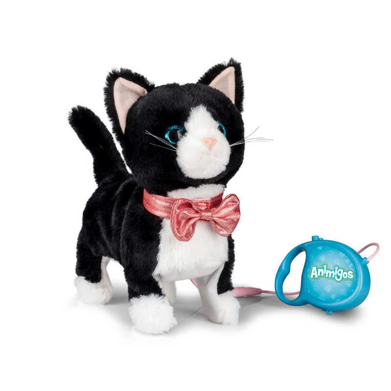 Animigos Mischievous Moggie Cat, Animigos Mischievous Moggie Cat-Sensory Toys, Animigos Mischievous Moggie Cat,The Animigos Mischievous Moggie Cat is a cute and fluffy animated plush cat with an adorable bow collar. Place this Animigos Mischievous Moggie Cat on a flat surface and use the lead controller to make it walk, meow and wave its tail. It's covered in soft black and white fur, giving it a coat that's hard to resistThe Animigos Mischievous Moggie Cat is a cute and fluffy animated plush cat with an ad