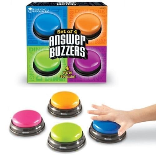 Answer Buzzers pack of 4, Answer Buzzers pack of 4,answer buzzers learning resources,learning resources uk discount code,education resources, Answer Buzzers pack of 4,Get Children actively engaged with the Answer Buzzers which are like “Game-show buzzers” and turn any lesson into a game.The Answer Buzzers pack of 4 has four different colours and fun sounds— horn honk, boxing bell, doorbell and boing! Each Answer Buzzer measures 9cm in diameter.Bring excitement to any classroom test ,Answer Buzzers pack of 4