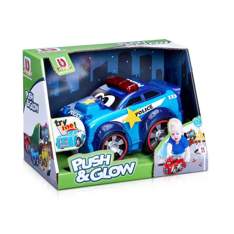 BB Junior Push & Glow Police Car, BB Junior Push & Glow Police Car,BB Junior toys,Push and glow cars,push and glow police car, BB Junior Push & Glow Police Car,BB Junior Push & Glow Police Car Introduce your child to the exciting world of lights and sounds with the BB Junior Push & Glow Police Car! This adorable toy is specifically designed to captivate young minds with its charming, cartoon-like appearance and interactive features. Simply press down on the top of the car,BB Junior Push & Glow Police Car In