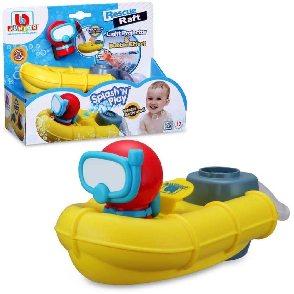 BB Junior Splash N Play Rescue Raft, BB Junior Splash N Play Rescue Raft,BB Junior Splash N Play bath toys,bath toys,children's bath toys.BB Junior Splash N Play toys, BB Junior Splash N Play Rescue Raft,Make bath time a splash with the BB Junior Splash N Play Rescue Raft! This adorable and interactive bath toy is designed specifically for small children to enjoy.Simply place the dingy in water, and watch as it automatically activates a mesmerizing light projector. The colourful lights create a magical atmo