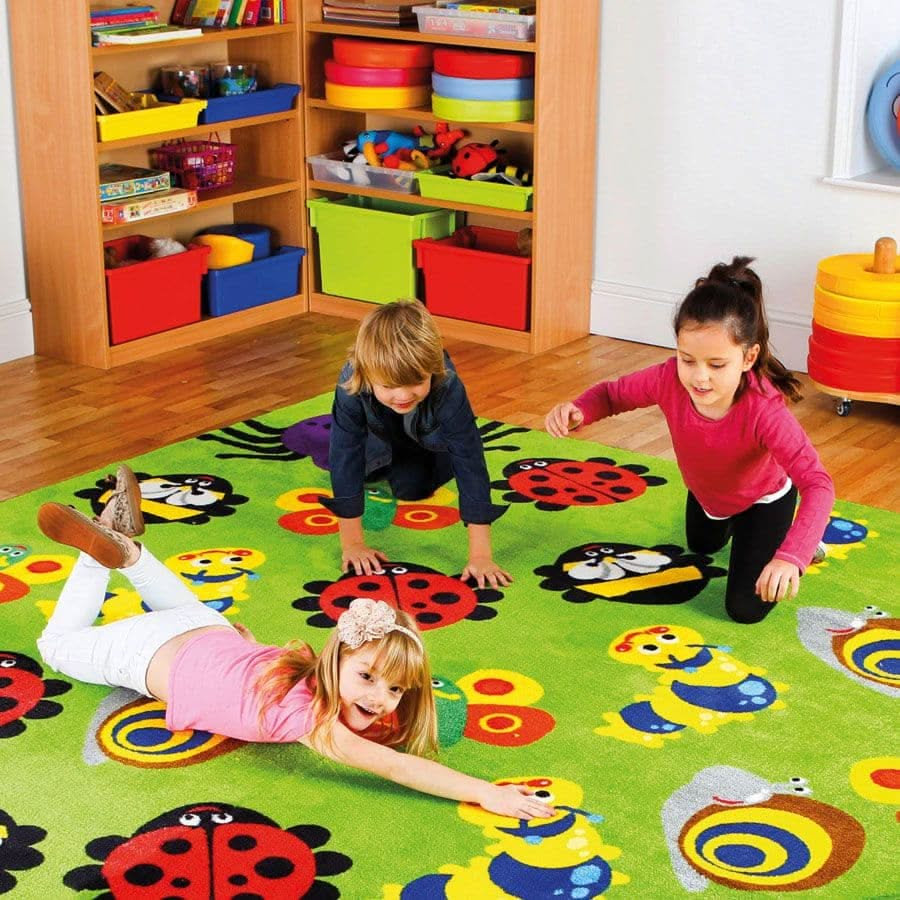 Back to Nature™ Large Corner Bugs Carpet, Back to Nature™ Large Corner Bugs Carpet,Back to nature large corner bugs rug,classroom carpets,classroom rugs, Back to Nature™ Large Corner Bugs Carpet,The Back to Nature™ Large Corner Bugs Carpet is a larger 3x3m brightly coloured corner carpet with placement areas for up to 24 children plus a teacher. The Back to Nature™ Large Corner Bugs Carpet is designed to encourage learning through interaction and play. Features Anti-skid Dura-Latex™ safety backing.The Back 