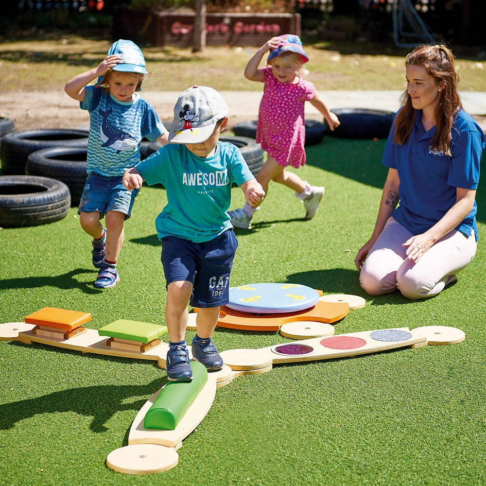 Balance Beams Set 2, Balance Beams Set 2,special needs balancing path toys,special needs balancing toys,balance games,balance walk path, Balance Beams Set 2,The Sensory balance Beams Set 2 Includes a blue and orange central linking island and 5 beams - step balance board, irregular balance board, hill balance board, rock balance board and a high-low balance board. Each balance board measures 96 x 20cm and the central linking island measures 80 x 80cm. The Sensory balance B,Balance Beams Set 2The Sensory bal