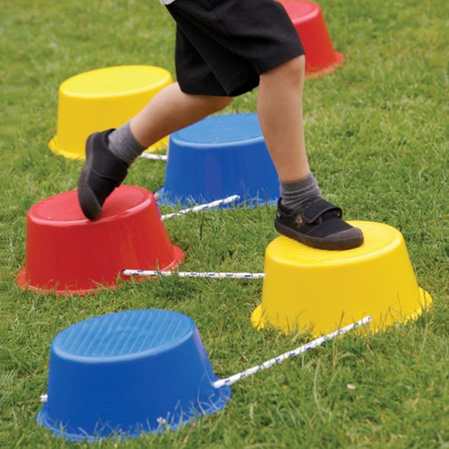 Balance Steps, Sensory Step a Stones, edx education Step-A-Stones,stepping stones balancing game,balance games and toys,special needs balance therapy, Balance Steps,Set of 6 sturdy flat topped Balance Step a Stones connected with ropes which may be adjusted. Each Balance Step a Stones has a pimpled platform to help prevent slipping. Children will gain confidence and improve balance as they progress from stepping on each Balance Step a Stone over short gaps to jumping over longer g,Balance StepsSet of 6 stur