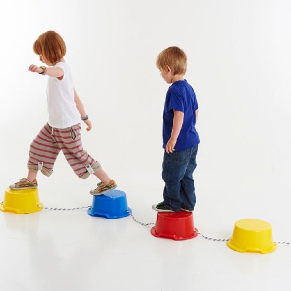 Balance Steps, Sensory Step a Stones, edx education Step-A-Stones,stepping stones balancing game,balance games and toys,special needs balance therapy, Balance Steps,Set of 6 sturdy flat topped Balance Step a Stones connected with ropes which may be adjusted. Each Balance Step a Stones has a pimpled platform to help prevent slipping. Children will gain confidence and improve balance as they progress from stepping on each Balance Step a Stone over short gaps to jumping over longer g,Balance StepsSet of 6 stur