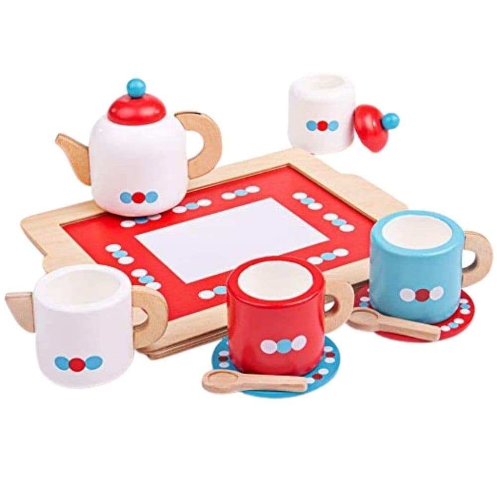 BigJigs Tea Set on a Tray, BigJigs Tea Set on a Tray,BigJigs Tea Set on a Tray,childrens wooden toys,children's imaginative play ideas, BigJigs Tea Set on a Tray,This delightful BigJigs Tea Set on a Tray comes with everything they need to host the perfect tea party, including a teapot with lid, two wooden cups and saucers, a sugar pot with lid, two wooden spoons, a milk jug, and a tray. Kids will love pouring imaginary tea andThis delightful BigJigs Tea Set on a Tray comes with everything they need to host 