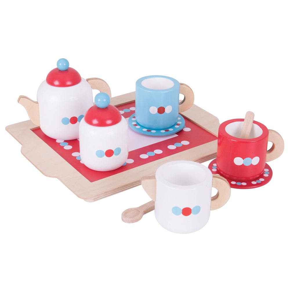 BigJigs Tea Set on a Tray, BigJigs Tea Set on a Tray,BigJigs Tea Set on a Tray,childrens wooden toys,children's imaginative play ideas, BigJigs Tea Set on a Tray,This delightful BigJigs Tea Set on a Tray comes with everything they need to host the perfect tea party, including a teapot with lid, two wooden cups and saucers, a sugar pot with lid, two wooden spoons, a milk jug, and a tray. Kids will love pouring imaginary tea andThis delightful BigJigs Tea Set on a Tray comes with everything they need to host 