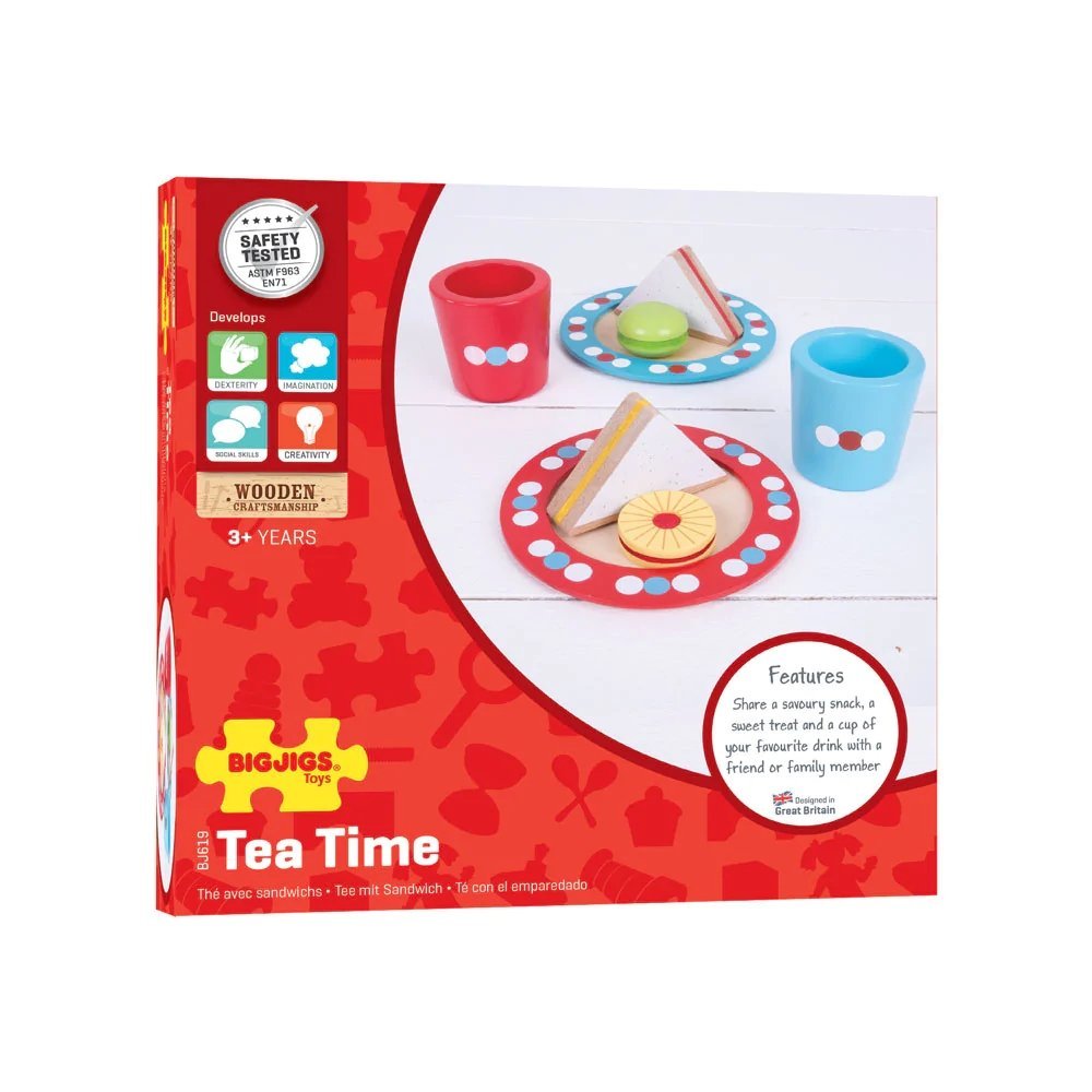 Bigjigs Afternoon Tea, Bigjigs Afternoon Tea,Afternoon Tea,pretend play kitchen toys,kitchen toys,pretend play household,children's imaginative play ideas, Bigjigs Afternoon Tea,Indulge in the delightful tradition of afternoon tea with the Bigjigs Toys wooden Tea Time playset. Designed for young tea enthusiasts, this playset allows children to share a scrumptious meal with a friend or family member, fostering a sense of togetherness and social bonding.The Bigjigs Afternoon Tea set is complete ,Bigjigs After