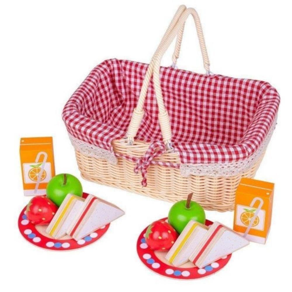 Bigjigs Picnic Basket, Bigjigs Picnic Basket, Pretend play picnic basket, Toy picnic set, Picnic basket toy, pretend play resources, imaginative play resources, Bigjigs Picnic Basket,This traditional Picnic Basket comes with all the picnic essentials! Includes wooden play food such as sandwiches, strawberries, apples and cartons of orange juice. Complete with plates, a wicker picnic basket and matching picnic blanket. Picnic with your teddies, or head to the park with friends or family. Perfect forBigjigsTh