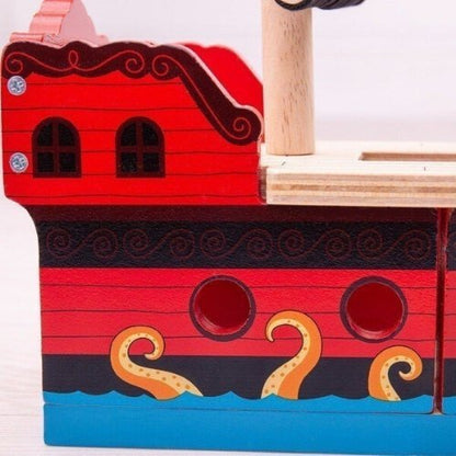 Bigjigs Pirate Galleon, Bigjigs Pirate Galleon,Bigjigs rail,Bigjigs rail toys,bigjigs railway toys,bigjigs wooden railway track set,Pretend play toys, Bigjigs Pirate Galleon,This wooden Pirate Galleon makes an exciting addition to a track layout. Your little one can watch the train steam through the lower deck through the portholes and viewing hole and then close up the elasticated track pieces on either end when it comes time to set sail in theThis wooden Pirate Galleon makes an exciting addition to a trac