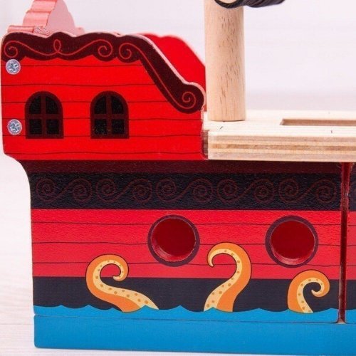 Bigjigs Pirate Galleon, Bigjigs Pirate Galleon,Bigjigs rail,Bigjigs rail toys,bigjigs railway toys,bigjigs wooden railway track set,Pretend play toys, Bigjigs Pirate Galleon,This wooden Pirate Galleon makes an exciting addition to a track layout. Your little one can watch the train steam through the lower deck through the portholes and viewing hole and then close up the elasticated track pieces on either end when it comes time to set sail in the octopus infested waters! EncouragesThis wooden Pirate Galleon 