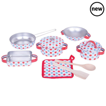 Bigjigs Spotted Kitchenware Set, Bigjigs Spotted Kitchenware Set,Kitchen toys,Children's kitchen toys,children's imaginative play ideas, Bigjigs Spotted Kitchenware Set,Bigjigs Spotted Kitchenware Set Introduce your little one to the joys of cooking and imaginative play with the Bigjigs Spotted Kitchenware Set. This charming set is ideal for budding young chefs who are ready to whip up pretend feasts and engage in creative role-playBigjigs Spotted Kitchenware Set Introduce your little one to the joys of coo