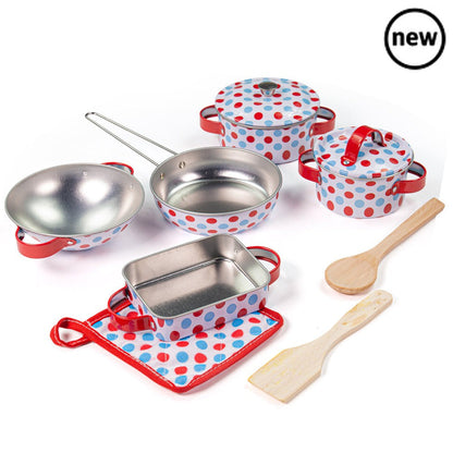 Bigjigs Spotted Kitchenware Set, Bigjigs Spotted Kitchenware Set,Kitchen toys,Children's kitchen toys,children's imaginative play ideas, Bigjigs Spotted Kitchenware Set,Bigjigs Spotted Kitchenware Set Introduce your little one to the joys of cooking and imaginative play with the Bigjigs Spotted Kitchenware Set. This charming set is ideal for budding young chefs who are ready to whip up pretend feasts and engage in creative role-playBigjigs Spotted Kitchenware Set Introduce your little one to the joys of coo