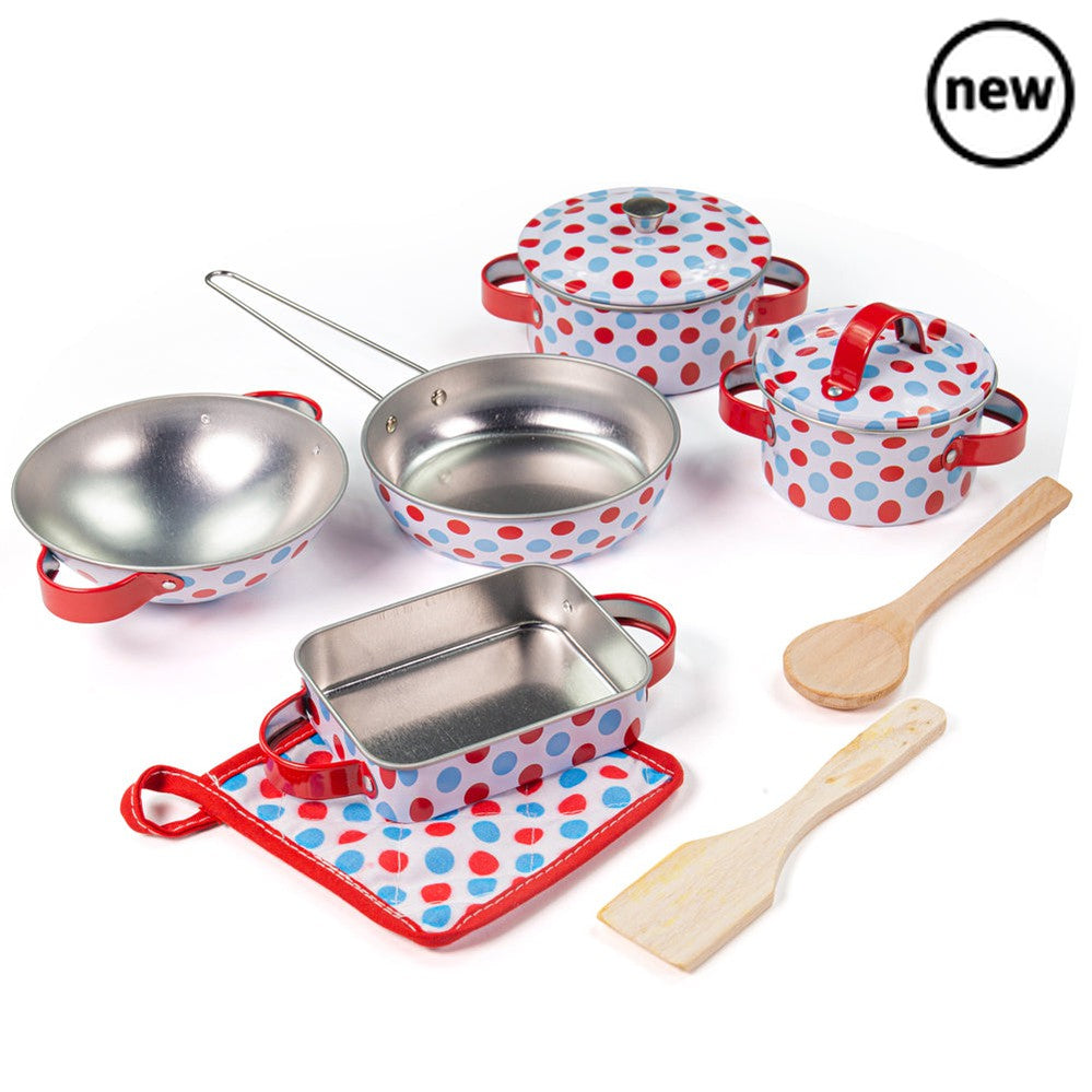 Bigjigs Spotted Kitchenware Set, Bigjigs Spotted Kitchenware Set,Kitchen toys,Children's kitchen toys,children's imaginative play ideas, Bigjigs Spotted Kitchenware Set,Bigjigs Spotted Kitchenware Set Introduce your little one to the joys of cooking and imaginative play with the Bigjigs Spotted Kitchenware Set. This charming set is ideal for budding young chefs who are ready to whip up pretend feasts and engage in creative role-play activities. Bigjigs Spotted Kitchenware Set Features,Bigjigs SpottedBigjigs