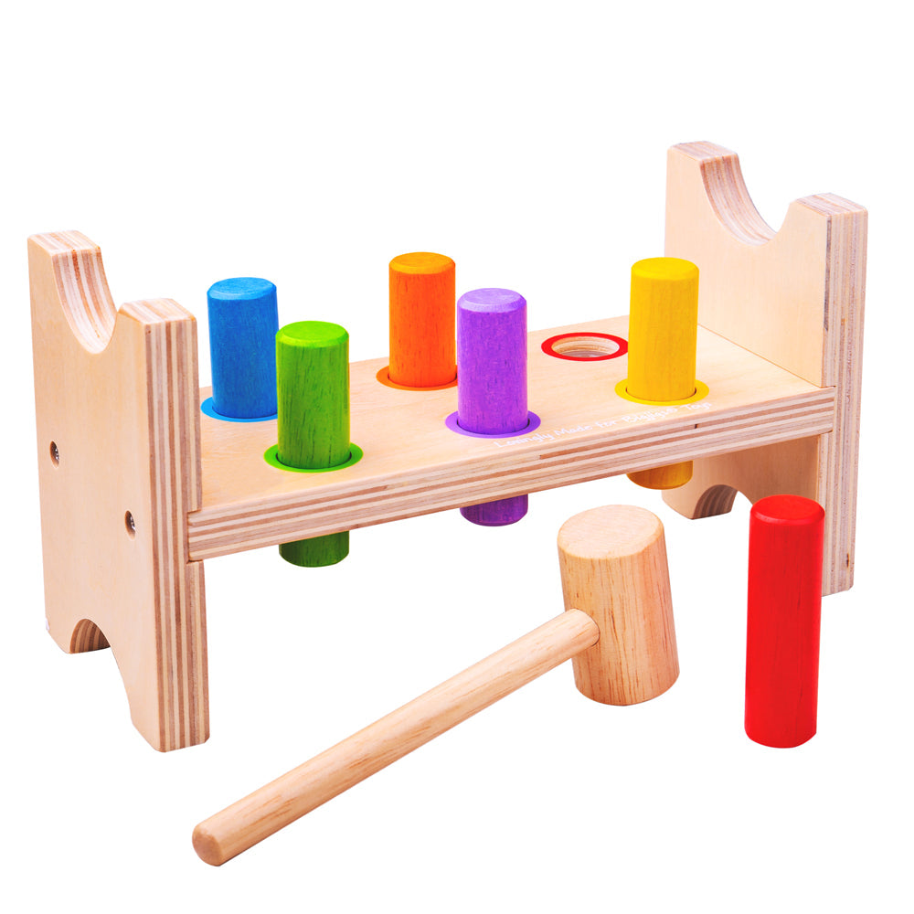 Bigjigs Toys First Hammer Bench, Bigjigs Toys First Hammer Bench,Bigjigs toys,hammer bench,toddler hammer bench toy, Bigjigs Toys First Hammer Bench,Help develop your little one's hand-eye coordination with the Bigjigs First Hammer Bench. Your child can simply tap on the brightly coloured wooden pegs with the sturdy but lightweight hammer to flatten them down to the workbench, then turn the whole thing over andHelp develop your little one's hand-eye coordination with the Bigjigs First Hammer Bench. Your chi