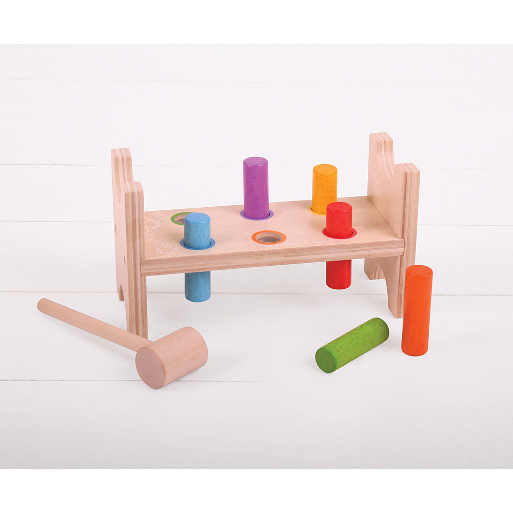 Bigjigs Toys First Hammer Bench, Bigjigs Toys First Hammer Bench,Bigjigs toys,hammer bench,toddler hammer bench toy, Bigjigs Toys First Hammer Bench,Help develop your little one's hand-eye coordination with the Bigjigs First Hammer Bench. Your child can simply tap on the brightly coloured wooden pegs with the sturdy but lightweight hammer to flatten them down to the workbench, then turn the whole thing over andHelp develop your little one's hand-eye coordination with the Bigjigs First Hammer Bench. Your chi