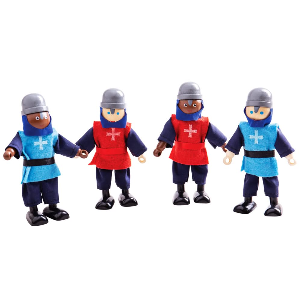 Bigjigs Toys Wooden Knight Toys Set, Bigjigs Toys Wooden Knight Toys Set,Wooden toys,wooden sensory toys,wooden toy, Bigjigs Toys Wooden Knight Toys Set,The Bigjigs Toys Wooden Knight Toys Set includes four medieval dolls that are perfect for historic and creative pretend play sessions. With flexible, poseable arms and legs, each of the figures can stand or sit during playtime. Our knights castle toys are a great addition to King George’s Castle, a magnificentThe Bigjigs Toys Wooden Knight Toys Set includes