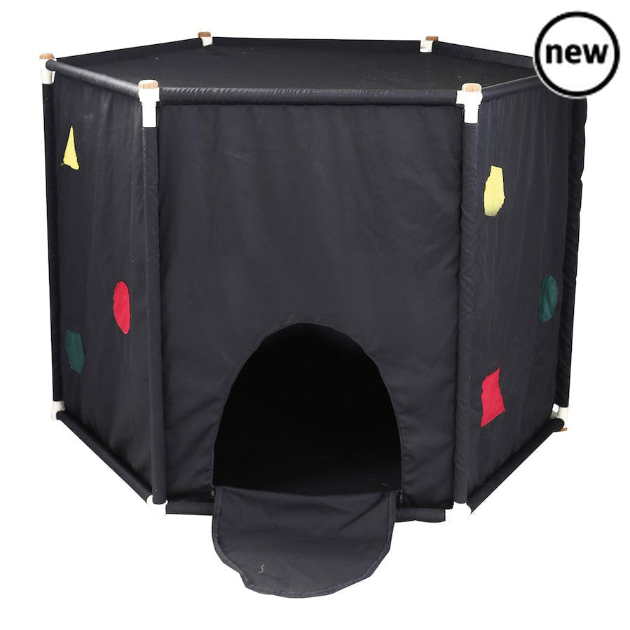 Black Out Sensory Den, Black Out Sensory Den,Sensory Dark Den, Childrens Dark Den,Dark Den,Autism dark den,Sensory dark den, Black Out Sensory Den,This sensory den has a unique hexagonal shape, is simple to install and light weight while being stable and safe for children to use. The sealable entrance and windows means the inside remains dark even in daylight. Creates the perfect space for multi-sensory play and learning. Children can explore UV, glow in the dark,BlackThis sensory den has a unique hexagonal