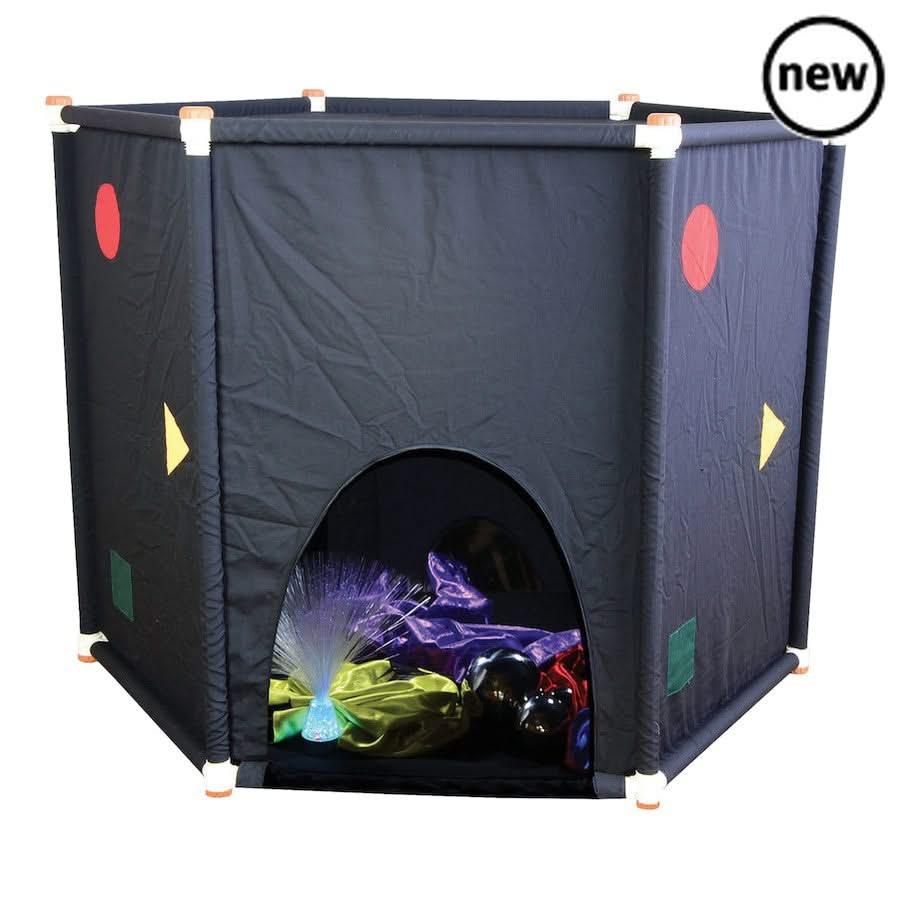 Black Out Sensory Den, Black Out Sensory Den,Sensory Dark Den, Childrens Dark Den,Dark Den,Autism dark den,Sensory dark den, Black Out Sensory Den,This sensory den has a unique hexagonal shape, is simple to install and light weight while being stable and safe for children to use. The sealable entrance and windows means the inside remains dark even in daylight. Creates the perfect space for multi-sensory play and learning. Children can explore UV, glow in the dark,BlackThis sensory den has a unique hexagonal