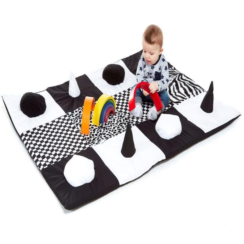 Black & White Sensory Contrasts Mat, Black & White Sensory Contrasts Mat,sensory mat,Baby sensory play mat,baby play mat,baby bolsters,early years furniture, Black & White Sensory Contrasts Mat,The Black and White Sensory Contrasts Mat is a must-have for any early years setting. This comfortable and soft mat is designed with contrasting black and white motifs, making it a captivating visual resource for babies.The mat features raised bumps and cones, providing both texture and sound for sensoryThe Black and