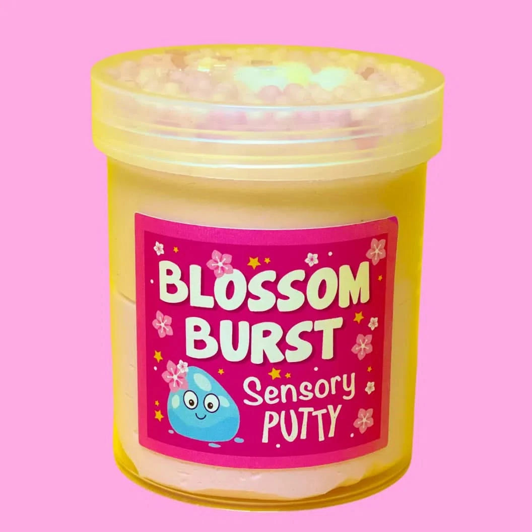 Blossom Burst Putty, Blossom Burst Putty,slimepartyuk, Slime party,Blossom burst sensory putty, Blossom Burst Putty,Our Blossom Burst putty consists of a stunning combination of floral goodness. The duo of pastel pink and peach coloured putty is topped with matching pink and peach floam beads, shimmering pearl bingsu beads, beautiful blossom sprinkles and an adorable blossom charm, accompanied by a gentle cherry scent too! Putties a,BlossomOur Blossom Burst putty consists of a stunning combination of floral