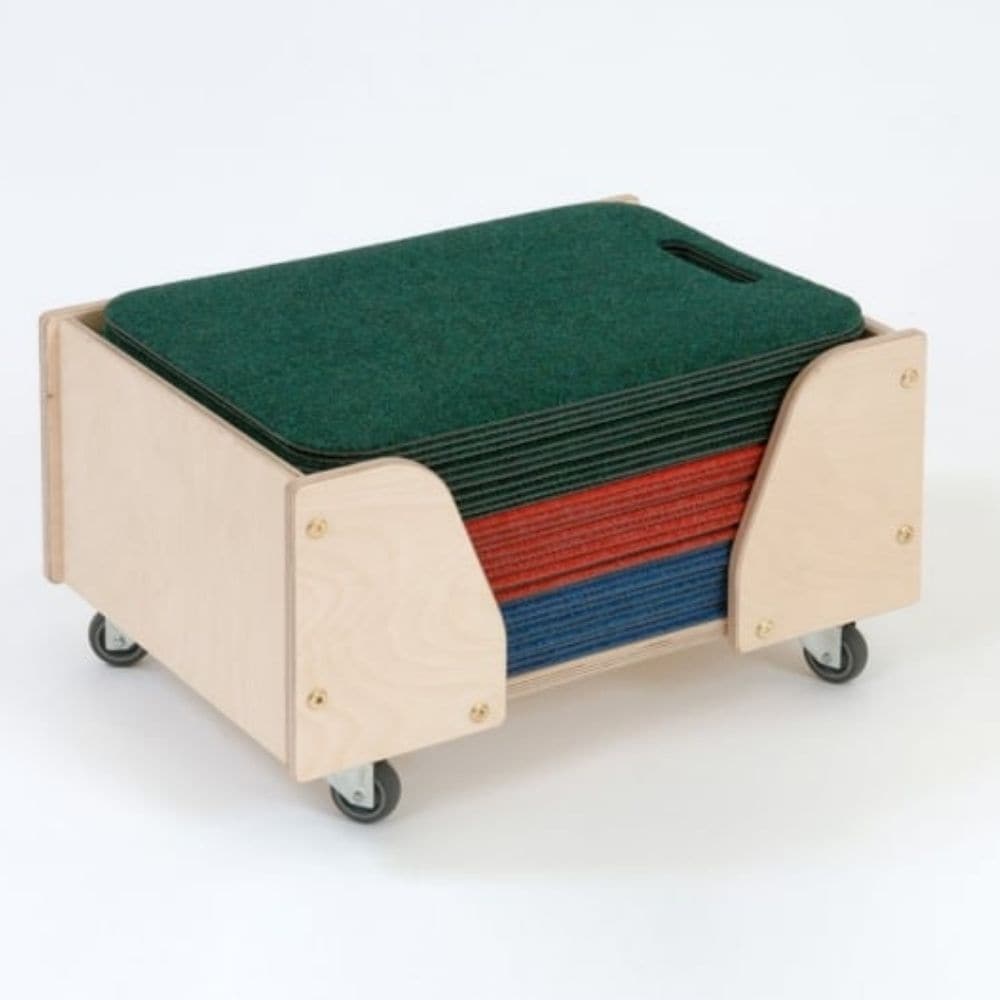 Bretton Mat Trolley, Bretton Mat Trolley,School furnishings,school equipment,school rugs,story corner,children's story corner, Bretton Mat Trolley,The Bretton Mat Trolley is a quality wooden trolley containing 30 indoor/outdoor children's seating mats. The Bretton Mat Trolley is constructed in the UK from exterior grade 15mm birch plywood. 4 heavy duty castors allow the Bretton Mat Trolley to be used outside as well as indoors. The Bretton Mat Trolley contains 30,Bretton Mat TrolleyThe Bretton Mat Trolley i