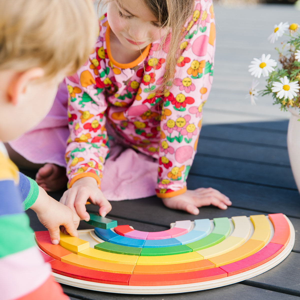 Building Rainbows, Building Rainbows,Freckled Frog Toys,wooden puzzle,wooden toy puzzles, Building Rainbows,Introducing our unique and open-ended rainbow puzzle! This puzzle is unlike any other as it allows your child to choose where the puzzle pieces go. With 30 vibrantly coloured pieces and a puzzle board, your child can design their very own rainbow using various dazzling colours. Not only can they create a rainbow, but t,BuildingIntroducing our unique and open-ended rainbow puzzle! This puzzle is unlike