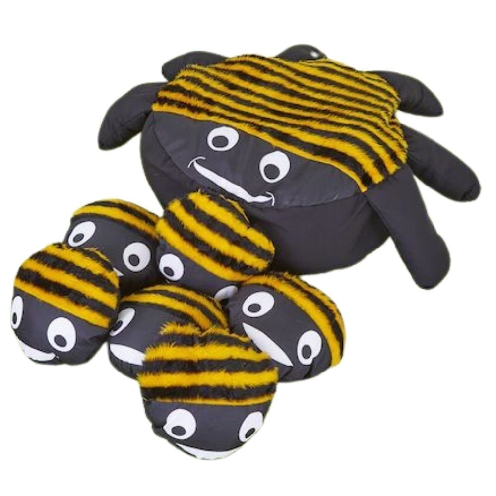 Bumble Bee Cushion and 15 Baby Bee Cushions, Bee Cushion and 15 Baby Bee Cushions,Bumble bee cushion,mini beasts early years resources,early years classroom furniture,sensory cushion, Bumble Bee Cushion and 15 Baby Bee Cushions,The Bumble Bee Cushion and 15 Baby Bee Cushions are the perfect addition to any classroom, providing a fun and comfortable seating option for children. The large furry bee cushion is not only super cuddly, but it also has a surprise inside - it unzips to reveal 15 individual smaller 