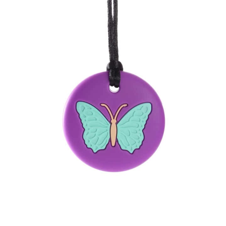 CHUIT Butterfly Sensory Chew, CHUIT Butterfly Sensory Chew,Munchables Butterfly Pendant,Munchables sensory chews, CHUIT Butterfly Sensory Chew,The CHUIT Butterfly Sensory Chew features an inset slightly textured butterfly design on the front-side and a textured heart on the reverse side for an added sensory experience. This exclusive CHUIT Butterfly Sensory Chew is suitable for mild-moderate chewers.Our silicone chewable tools can be beneficial for childrenThe CHUIT Butterfly Sensory Chew features an inset 