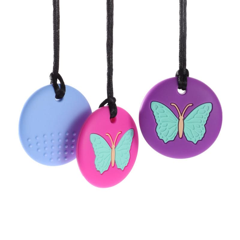 CHUIT Butterfly Sensory Chew, CHUIT Butterfly Sensory Chew,Munchables Butterfly Pendant,Munchables sensory chews, CHUIT Butterfly Sensory Chew,The CHUIT Butterfly Sensory Chew features an inset slightly textured butterfly design on the front-side and a textured heart on the reverse side for an added sensory experience. This exclusive CHUIT Butterfly Sensory Chew is suitable for mild-moderate chewers.Our silicone chewable tools can be beneficial for childrenThe CHUIT Butterfly Sensory Chew features an inset 