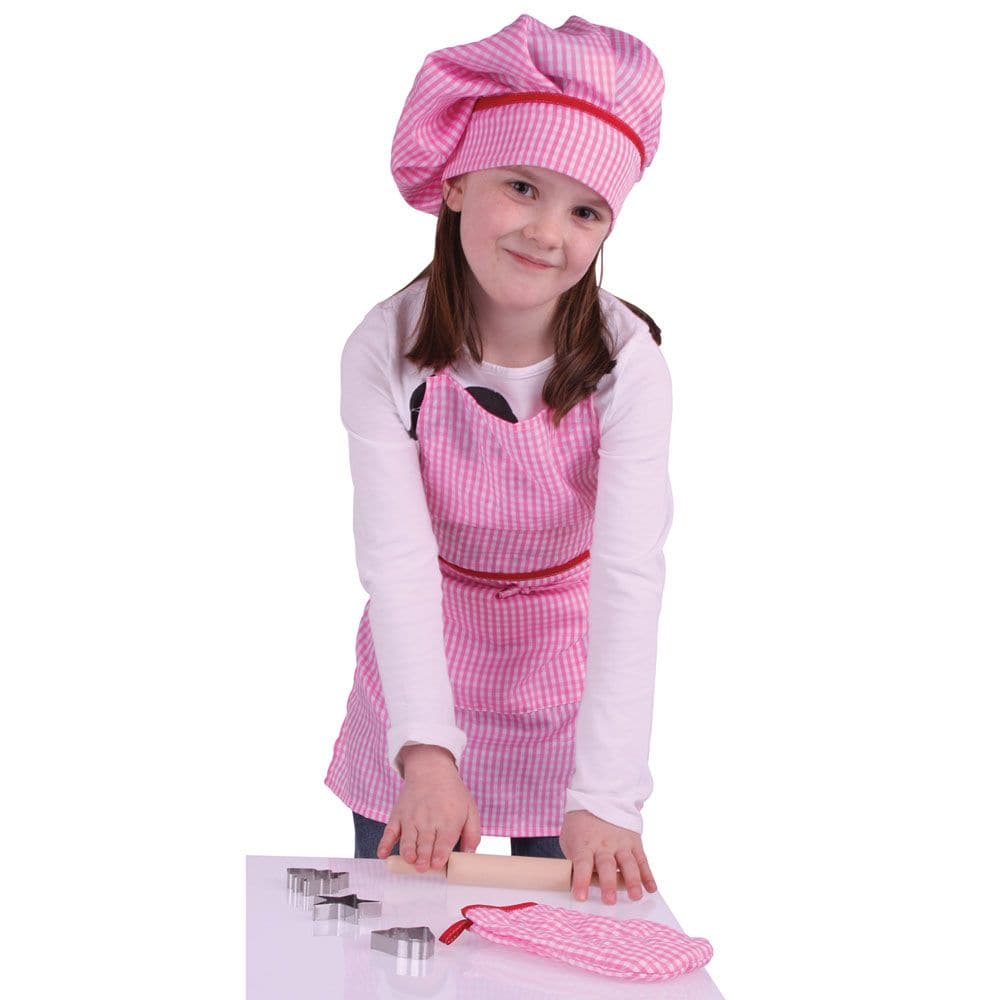 Chefs Set, Chefs Set.Childrens chefs set,pretend play kitchen toys,kitchen toys,pretend play household,children's imaginative play ideas, Chefs Set,Budding young Chef's need to look the part if they're going to make it to the top. This bright gingham apron with matching hat and oven glove will delight your youngster and encourage an interest in the kitchen and food preparation. This set also includes four pastry cutters and a sturdy wooden rolling pin, to help you,Chefs SetBudding young Chef's need to look 