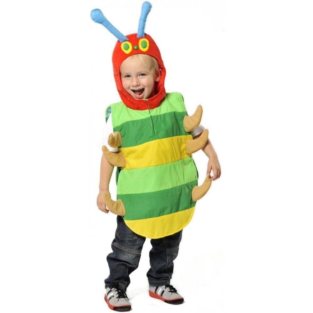 Childrens Caterpillar Tabard, Children's Caterpillar Tabard,Caterpillar Costume,fancy dress costumes animals insects,Childrens Dressing up costumes,dressing up toys,dressing up Costumes, Childrens Caterpillar Tabard,Hungry Caterpillar themed costume - ideal for World Book Day costume for the Very Hungry Caterpillar.The Children's Caterpillar Tabard has green and yellow stripes and is padded and lined. It has elasticated sides with caterpillar head hood and attached brown padded legs. Children's Caterpillar 