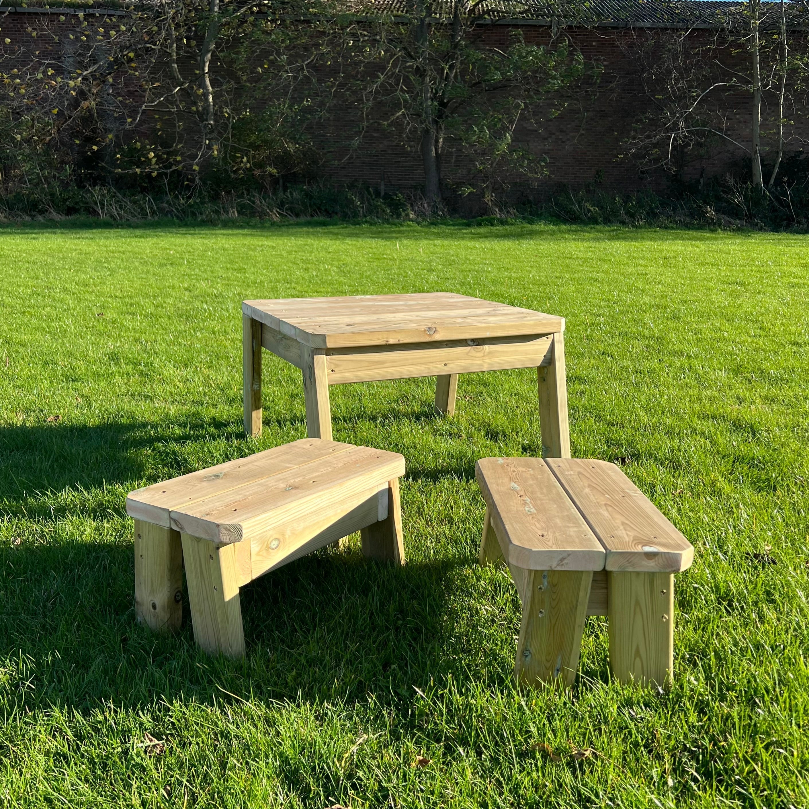 Children's Outdoor Mini Table and Benches, Children's Outdoor Mini Table and Benches, Outdoor playground equipment,School playground equipment, Children's Outdoor Mini Table and Benches,Every early years, educational environment needs outdoor seating! The Children's Outdoor Mini Table and Benches are suitable to accommodate at least 2 children at once. It is the perfect seating set to enjoy lunchtime outdoors.Robust and built in a square shape, this resource can be used in multiple outdoorEvery early years,