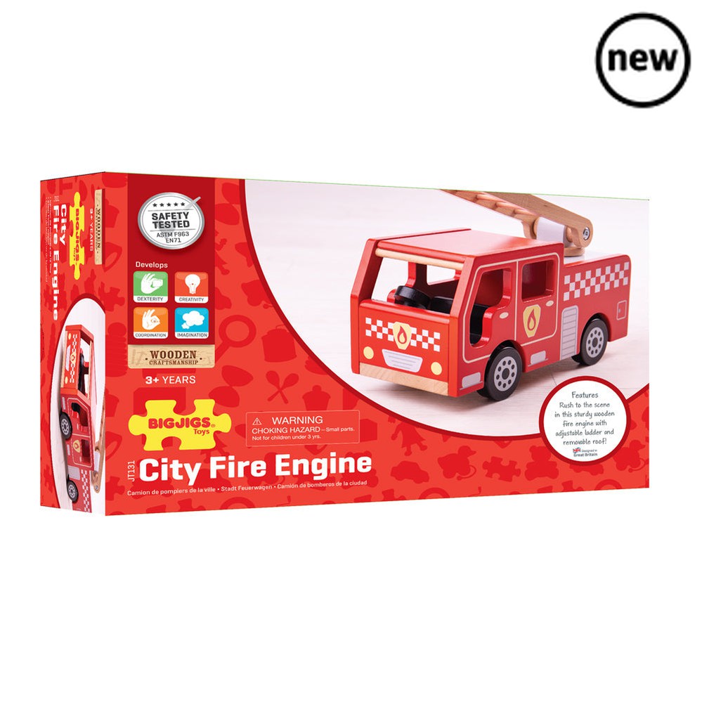 City Fire Engine, City Fire Engine,Wooden Fire Engine Toy,Chldren's Fire Engine Toy,Fireengine toy,Bigjigs wooden toys, City Fire Engine,Introducing the Bigjigs City Fire Engine - a beautifully detailed wooden toy that is perfect for sparking the imaginations of young children. This delightful playset is designed to inspire hours of creative, fun-filled play for your budding young firefighter. The City Fire EngineIntroducing the Bigjigs City Fire Engine - a beautifully detailed wooden toy that is perfect fo