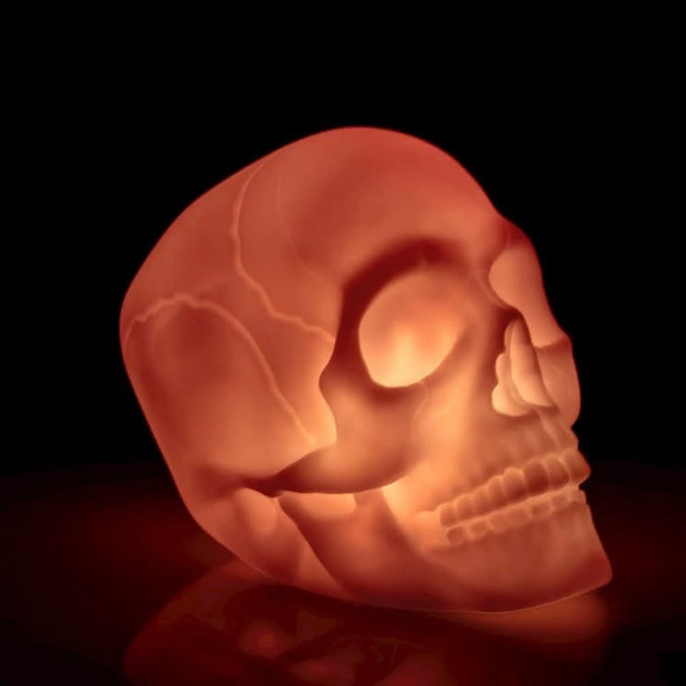 Colour Change Skull Light, Colour Change Skull Light,Novelty lighting, light up toys,hand held flashing wands,novelty flashing wands, Colour Change Skull Light,Colourful lighting with a gothic twist, this Colour Change Skull Light adds a touch of drama to your space! Battery operated, this mini mood lamp is just the right size for desk tops providing a welcome distraction from screens, it's gently scrolling colours giving a relaxing back drop to your work, or it can beColourful lighting with a gothic twist,