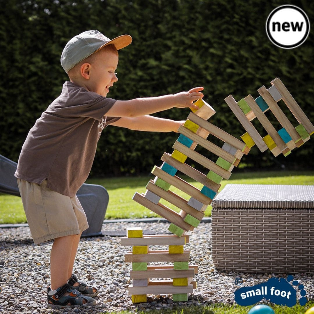 Colourful Wobbly Tower, Colourful Wobbly Tower,Giant Jenga,Giant tower game,Giant wooden puzzle toy,Outdoor Jenga game, Colourful Wobbly Tower,Introducing our Colourful Wobbly Tower, the game that will make your hands shake and your heart race! This 60-piece dexterity game, made with FSC® 100%-certified wood, is perfect for outdoor playtime. The objective is simple but challenging - players must have a steady hand and carefully pull individual blocks out of t,Colourful Wobbly TowerIntroducing our Colourful 