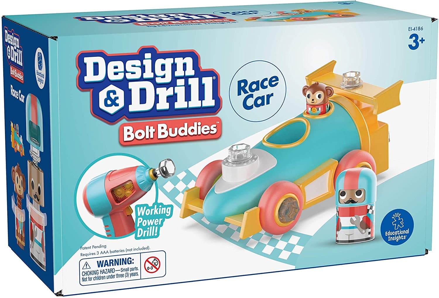 Design & Drill Bolt Buddies Race Car, Design & Drill Bolt Buddies Race Car, Design and drill bolt buddies car,learning resources,construction toys,construction play set.s, Design & Drill Bolt Buddies Race Car,Zoom off to drilling fun with Design & Drill Bolt Buddies® Race Car toy. Use the real-working drill to build your own race car and add the Race Car Driver Buddy to the driver’s seat for a thrilling drilling race to the finish line. Pull into the pit stop and getZoom off to drilling fun with Design & Dr