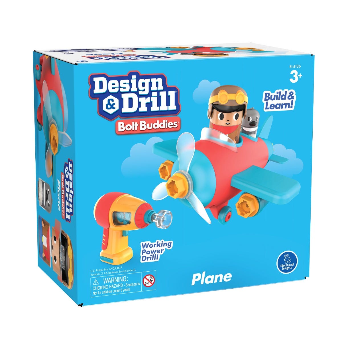 Design and Drill Bolt Buddies Plane, Design and Drill Bolt Buddies Plane,learning resources,construction toys,construction play set, Design and Drill Bolt Buddies Plane,Introducing the Design & Drill Bolt Buddies Plane, a captivating and educational toy that combines imaginative play with the development of fine motor skills. Watch your child's creativity take flight as they snap together the pieces of the plane and use the realistic power drill to secure the vibrant bolts in place.De,Design and DrillIntrod