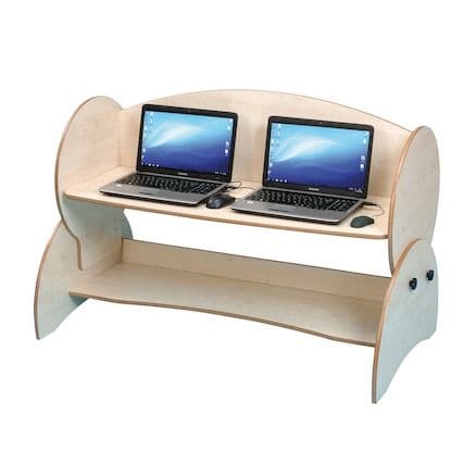 Double Computer Desk, Double Computer Desk,Classroom Computer Desk Double,School computer desks,computer equipment for schools,computer furniture for schools, Double Computer Desk,Wide desk sized to fit two PCs or laptops side by side perfect for Early years settings or primary schools. The Double Computer Desk has shaped edges which provide extra comfort for children when in use. The Double Computer Desk is a robust and durable addition to any classroom or early years setting. 15mm Covered MDF DoubleWide d